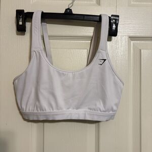 Gymshark Women's white sports bra Medium adjustable straps scoop neck